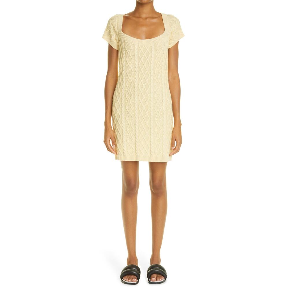 NWT LOULOU Studio Koss Silk & Linen Cable Knit Stretch Sweater Dress Size XS